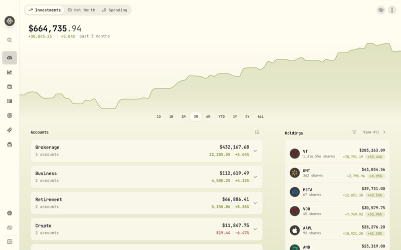 Wealthfolio dashboard tracking a Alpaca Paper portfolio